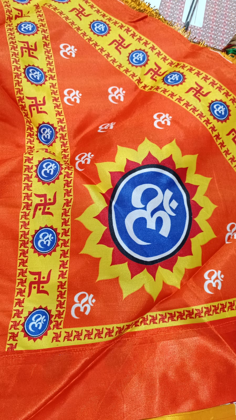 Flag Ram Shiva Ganesh Hanuman Om Garud laxmi  Radha Krishna jhanda
